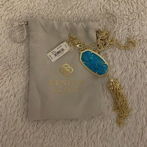 Kendra Scott Rayne Gold Pendent Necklace in bronze veined turquoise magnesite